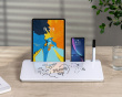 Glass Skrivebord Whiteboard med Stativ 40 cm - Hvit