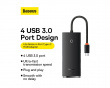 Lite Series 4-ports Type-C HUB-adapter - Svart