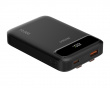 10 000 mAh powerbank, doble USB-C-kabler - Sort