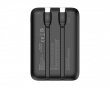 10 000 mAh powerbank, doble USB-C-kabler - Sort