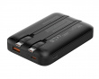 10 000 mAh powerbank, doble USB-C-kabler - Sort