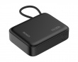 10 000 mAh Powerbank, innebygd stoffkabel - Sort