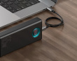 Amblight 30000mAh Powerbank, 4xUSB, USB-C, 65W - Svart