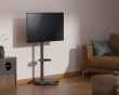 Heavy-Duty TV Gulvstativ med Mediehylle – Svart (DEMO)